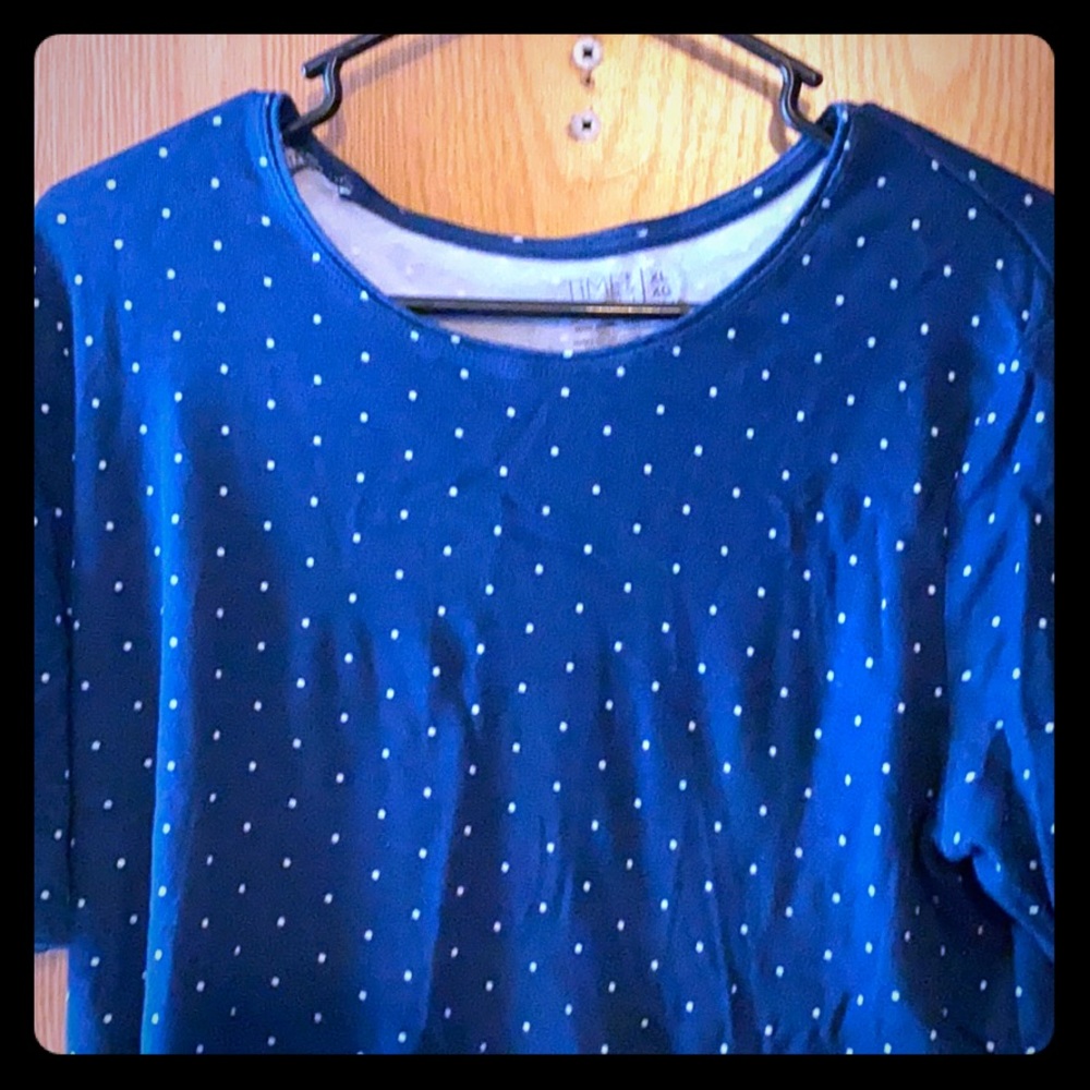 Navy White Polka Dot Top